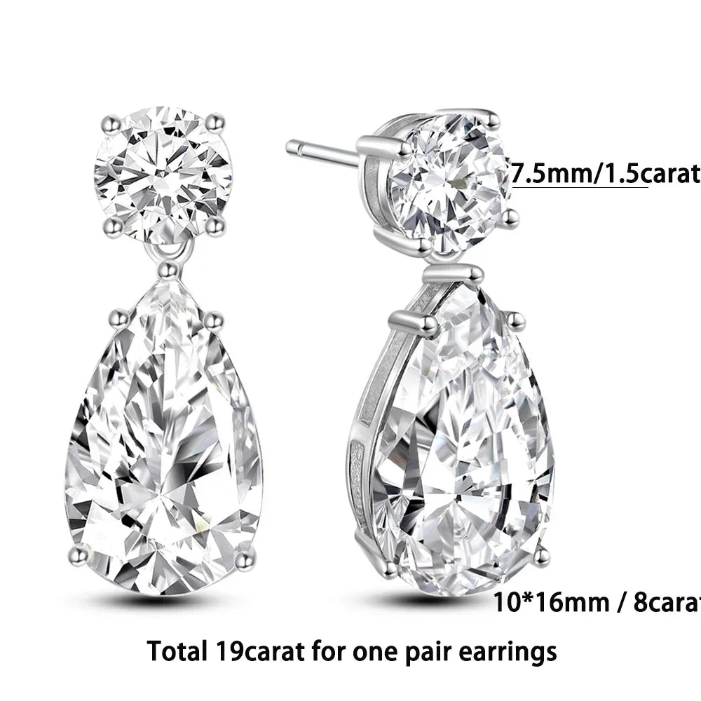 Pendientes Gota de Moissanita en Plata 925