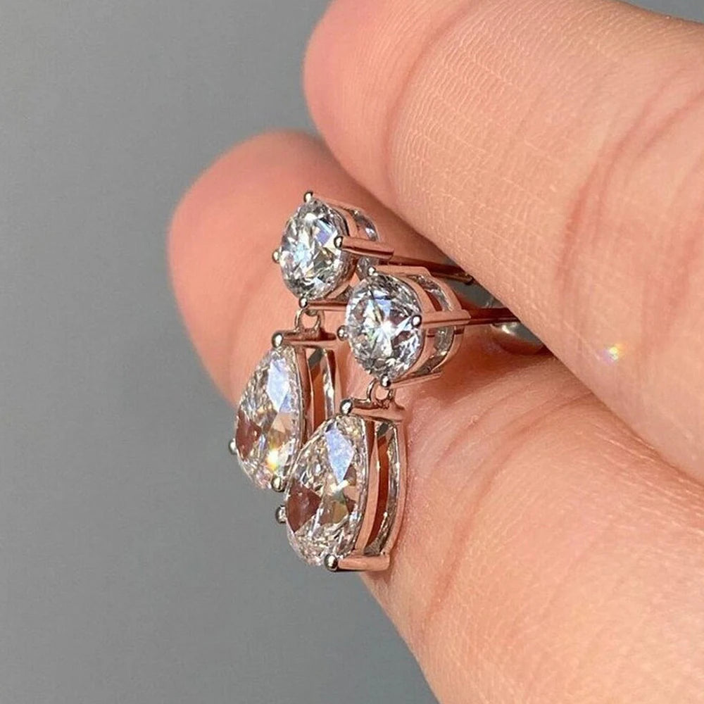 Pendientes Gota de Moissanita en Plata 925
