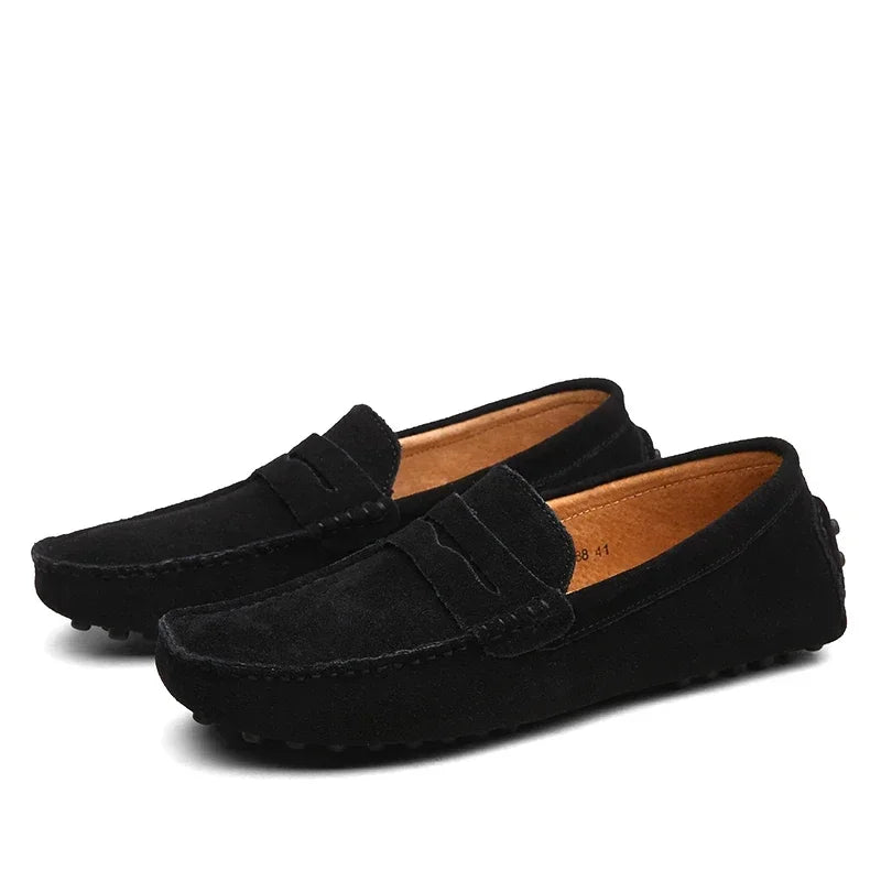 Mocasines de Ante Azul Marino para Hombre - Velmora