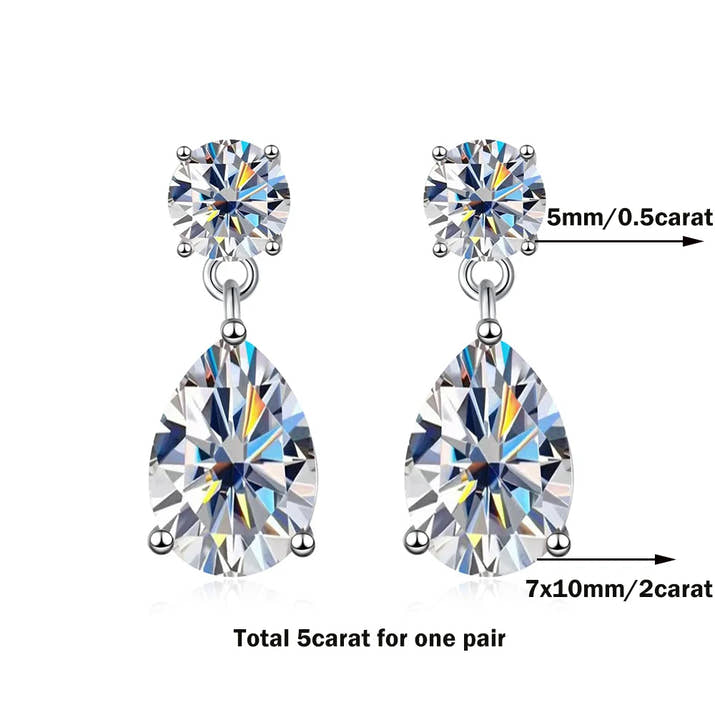 Pendientes Gota de Moissanita en Plata 925