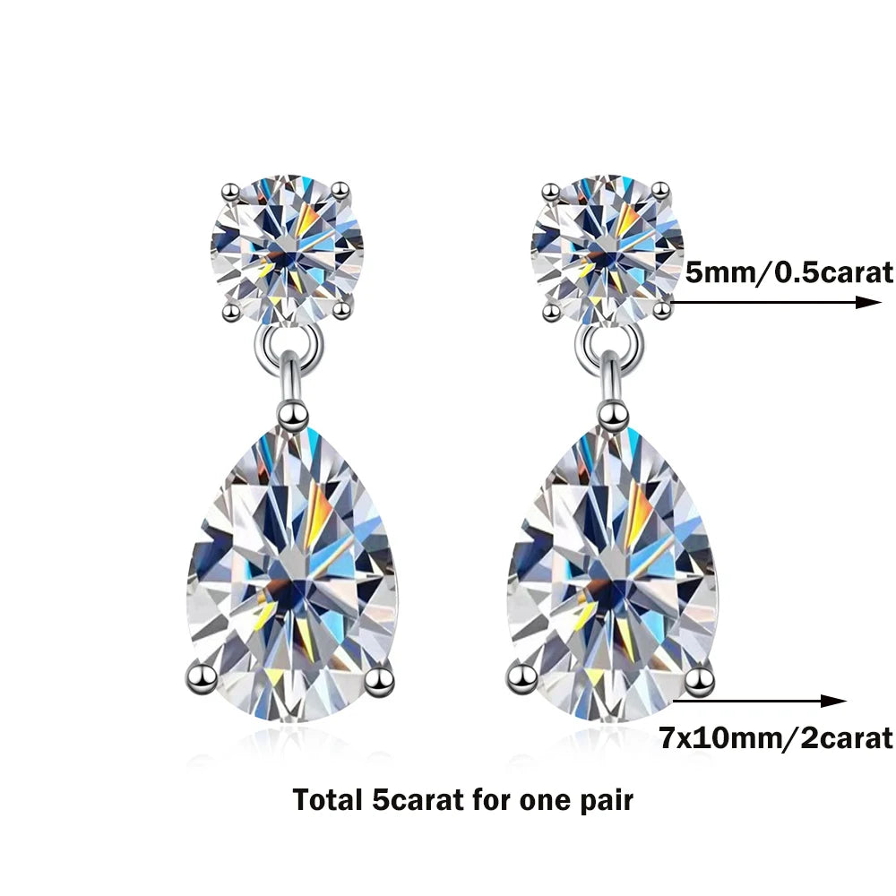 Pendientes Gota de Moissanita en Plata 925