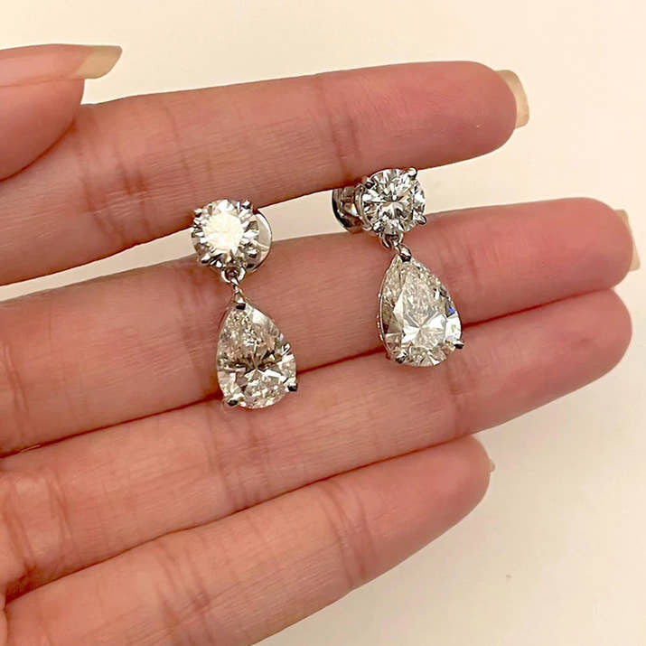 Pendientes Gota de Moissanita en Plata 925