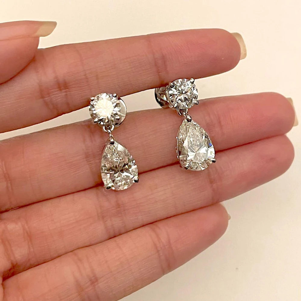 Pendientes Gota de Moissanita en Plata 925