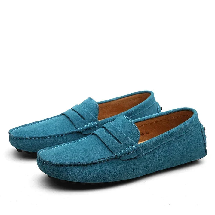 Mocasines de Ante Azul Marino para Hombre - Velmora