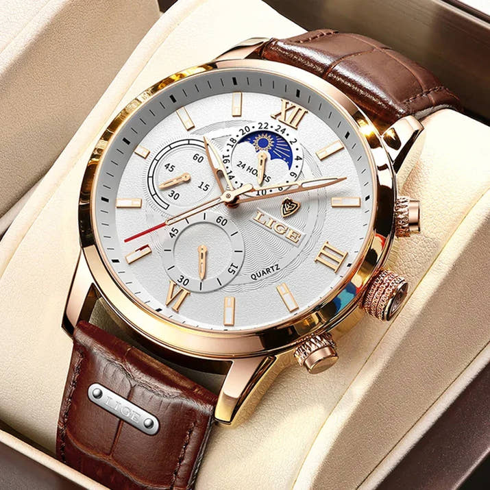 Reloj de Cuarzo para Hombre con Correa de Cuero - Velmora