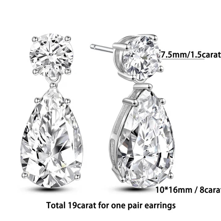 Pendientes Gota de Moissanita en Plata 925