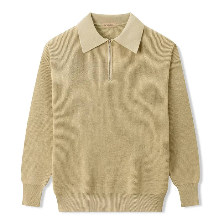 Jersey de Punto con Cremallera y Cuello Clásico para Hombre - Velmora