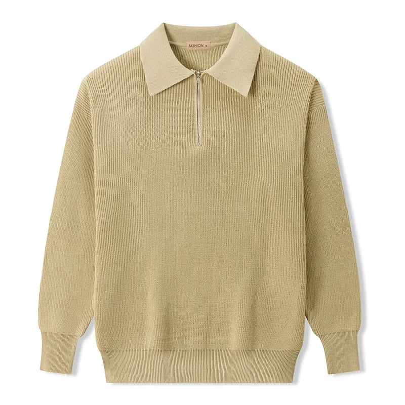 Jersey de Punto con Cremallera y Cuello Clásico para Hombre - Velmora