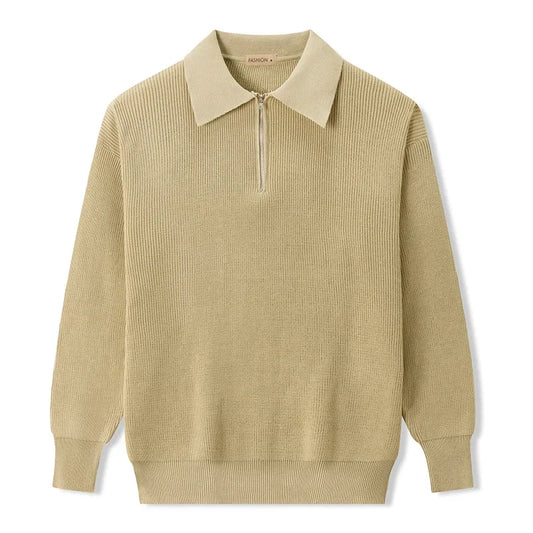 Jersey de Punto con Cremallera y Cuello Clásico para Hombre - Velmora