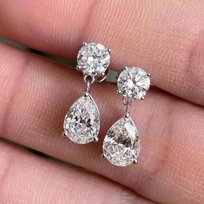 Pendientes Gota de Moissanita en Plata 925
