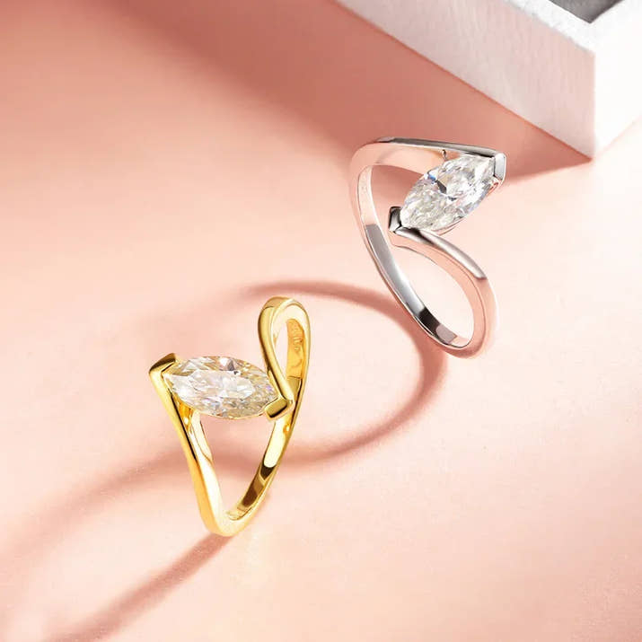 Anillo Marquise en Plata Esterlina 925 con Moissanita