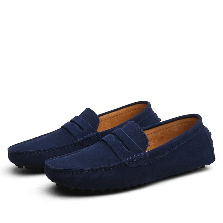 Mocasines de Ante Azul Marino para Hombre - Velmora